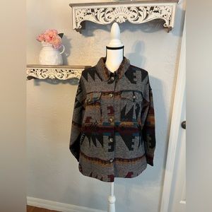 Very J, New In Aztec patterned rough collar jacket
